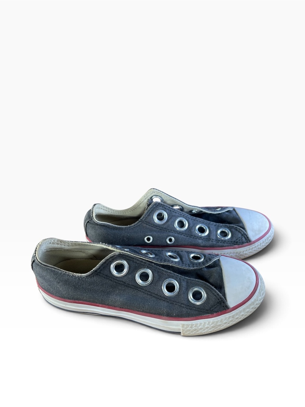 Kids Low-Top Canvas Slip-On Sneakers in Charcoal Gray